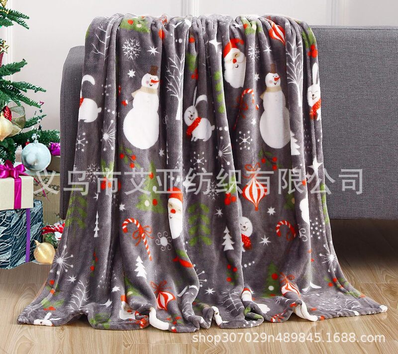クリスマスサンタクロースフランネルデジタルプリントブランケット雪花飾りブランケットレジャーブランケットカスタム|undefined