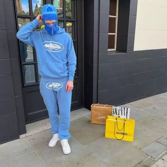 Cross-border popular fashion brand Corteiz Devil Island hooded high street trendy men's and women's hoodie sweater + trousers suit