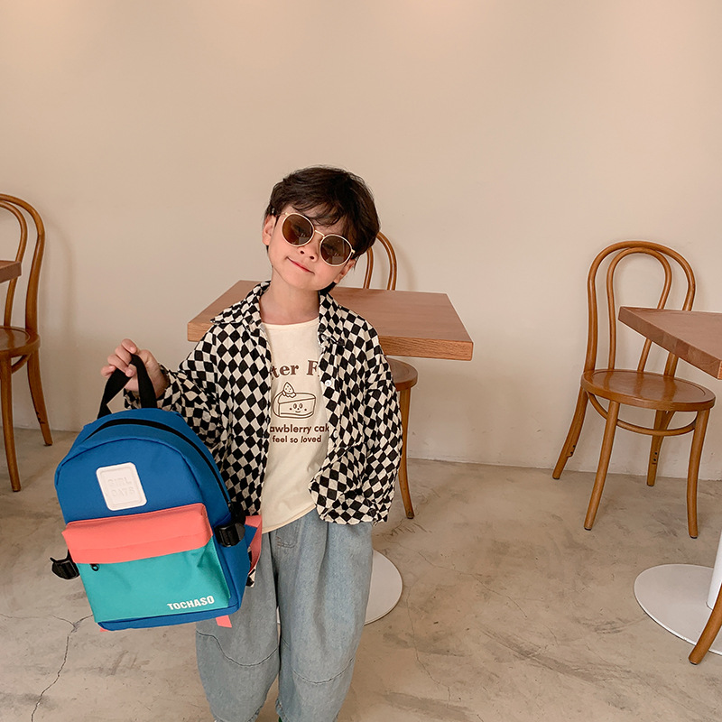 Kindergarten schoolbag 2022 nueva Corea del Sur de la moda de contraste de color casual niño mochila chica estudiante mini mochila