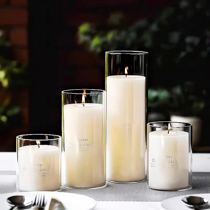 Portavelas de vidrio de borosilicato alto, vaso de velas transparente y engrosado resistente a altas temperaturas, vaso de velas de alto valor facial, vaso de velas domésticas