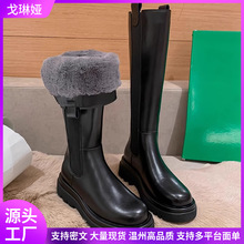 2025年新款雪地靴女冬季厚底加绒加厚长靴保暖棉靴高筒靴骑士靴
