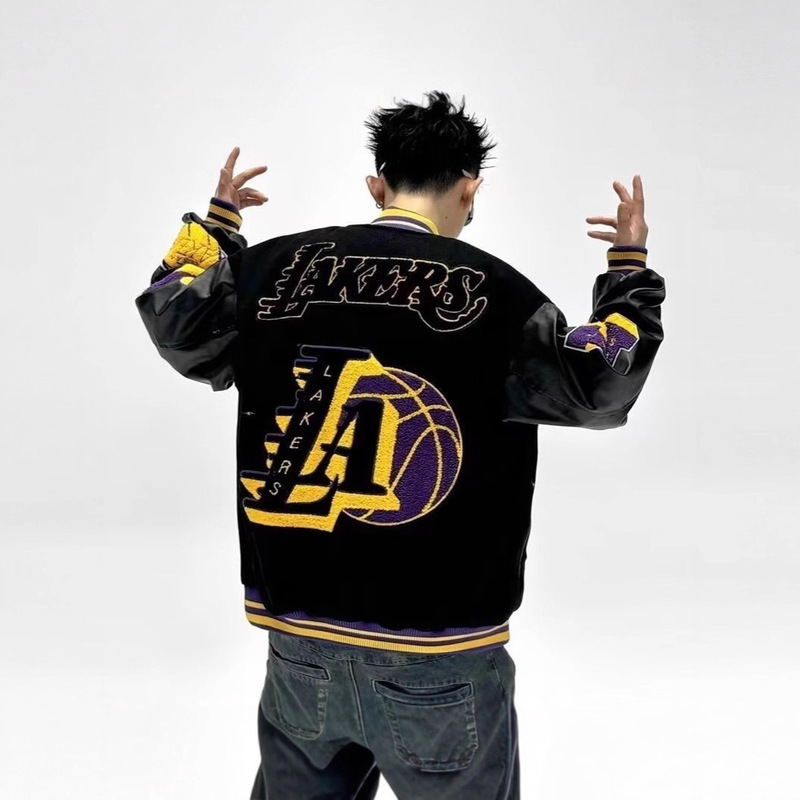 American High Street Fashion Brand Unisex Woolen Baseball Jacket with Heavy Embroidery, Loose Retro Flight Suit Cross-Border Outerwear