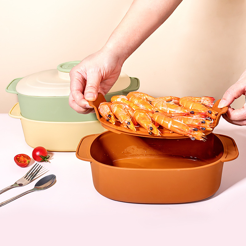 国境を越えた人気のキッチンシリコン電子レンジ専用蒸し器、炊飯器、加熱蒸し器、シリコン蒸し魚、焼き鶏プレート|undefined