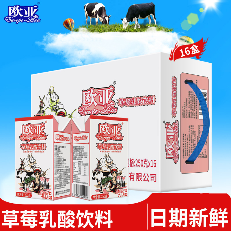 Eurasian Milk Strawberry Lactic Acid Beverage 250g*16 Boxes/Box Breakfast Dairy Product Nutrition Eurasian Milk Strawberry Lactic Acid Beverage 250g*16 Boxes/Box Breakfast Dairy Product Nutrition