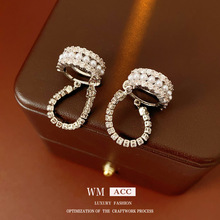 锆石珍珠多层圆形流苏耳夹时尚精致耳环轻奢高级感耳饰设计感小众