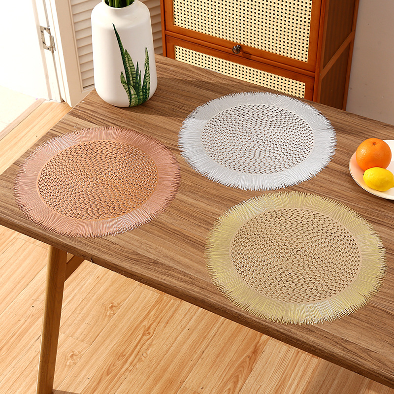 Transfronterizo Amazon francés romántico redondo mantel de PVC creativo de alta calidad ligero restaurante de lujo aislamiento térmico tapete impermeable