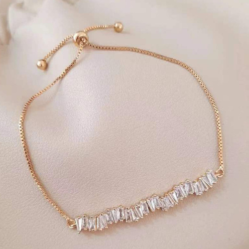 Cross-border new diamond flower butterfly bracelet, personalized temperament copper inlaid zircon pull-out bracelet ins style