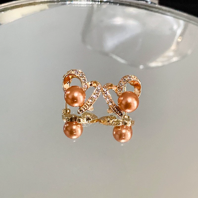 Серьги, серебряная игла 925, жемчужина и циркон floral ретро европейский стиль, лёгкий 0.036 кг