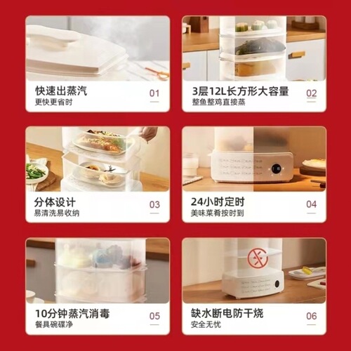 110V220V Weibili household electric steamer steamer breakfast machine large capacity automatic power off steaming vegetable steamer