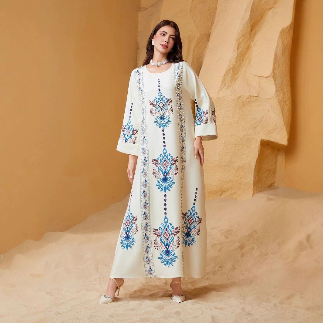 ZD040 Ближневосточный трансграничный экспорт мусульманского женского платья с принтом, абайя, Дубайское платье, оптовая продажа на Amazon