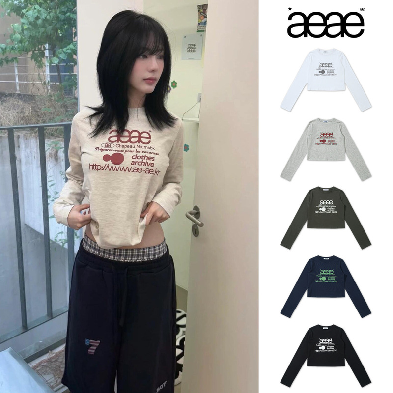 In-Stock Korean Niche Trendy Brand Aeae Long-Sleeve T-Shirt Early Autumn New Style Slim Letter Print Top