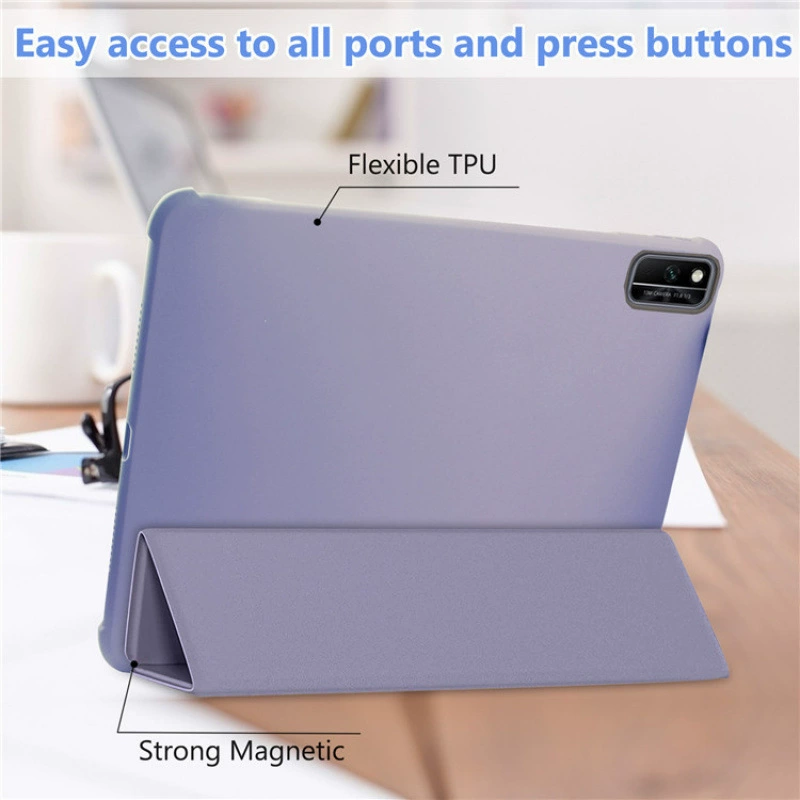 Защитный чехол из TPU для планшета Huawei Enjoy 2/ MatePad T10s, кожаный, тройной складывающийся, с мягким клеем, подходит для Honor Tablet 6 10.1