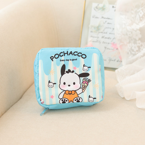 Japanese cartoon striped series sanitary napkin storage bag cute girl portable cosmetics small item bag