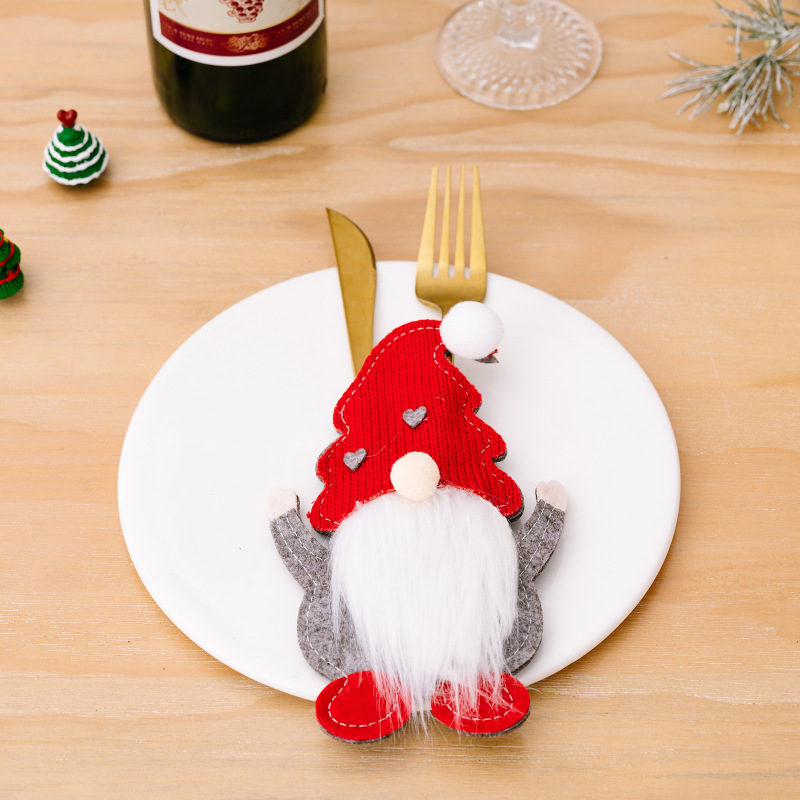 クロスボーダー新しいクリスマス装飾カトラリーセットノーム顔のない老人カトラリーバッグルドルフカトラリーセット布|undefined