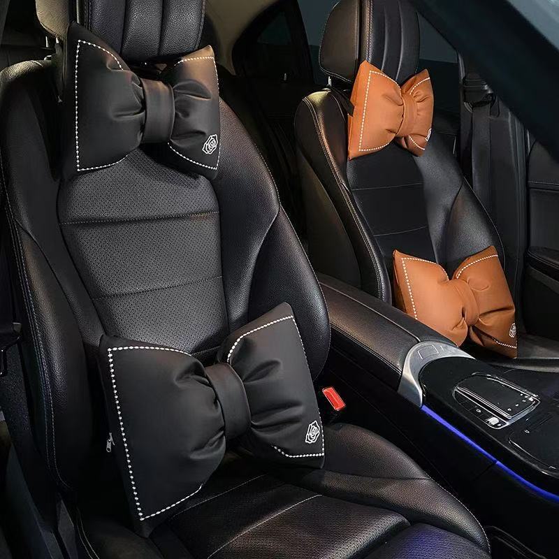 Car Seat Cushion, All-Season Use, Chanel-Style Goddess Design, Popular Camellia Flower Breathable Car Lumbar Support Cushion