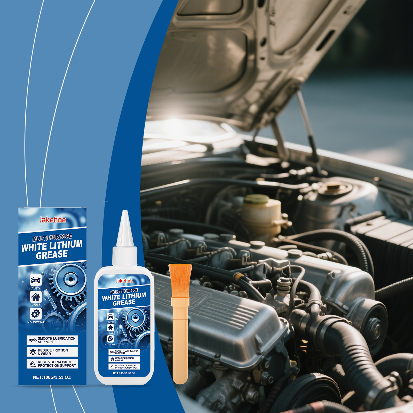JAKEHOE 多用途白色锂基润滑脂 金属汽车保养多功能防锈润滑清洁