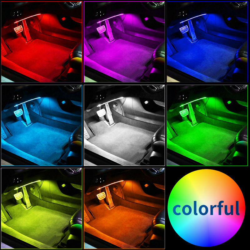 Coche USB Symphony luz ambiental para pies tira de luz decorativa LED de coche luz de ritmo de música de control remoto