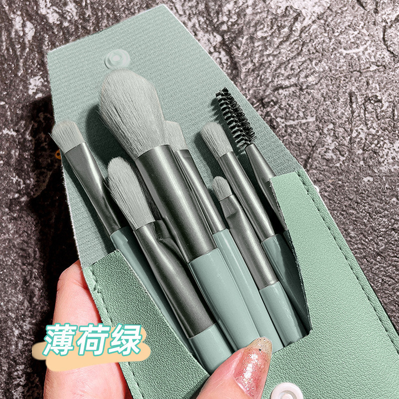 8支迷你化妆刷套装莫兰迪便携款皮套装彩妆刷美妆工具女刷子跨境|undefined