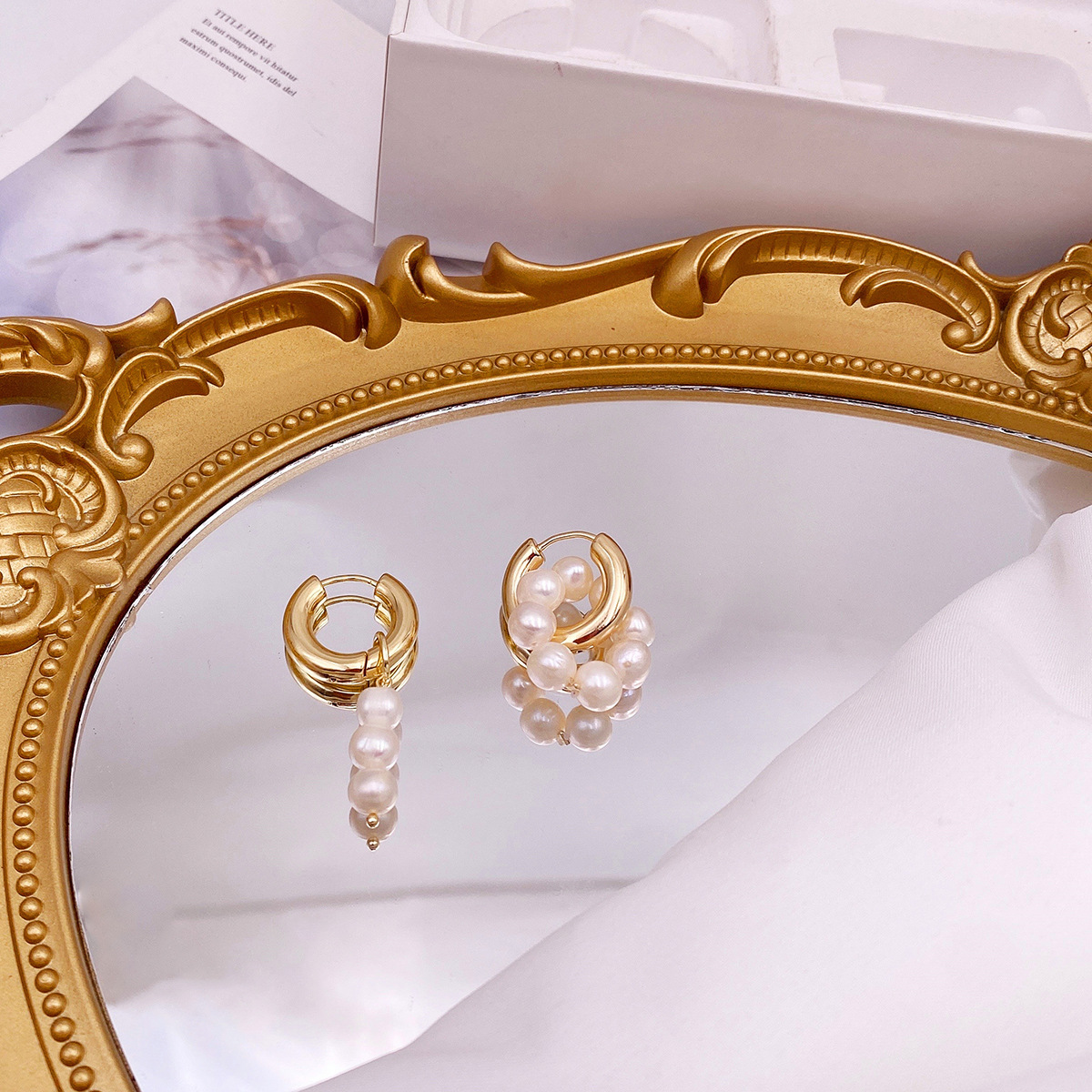 Elegant Geometric Pearl Earrings 1 Pair