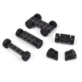 兼容乐高小颗粒积木车轴底板2x2/2x4/2x6带孔托架车轮配件拼装零