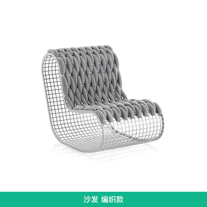 Conjunto de sofás para exteriores para balcón de villa, terraza de jardín resistente al sol, sofá creativo de ratán de aleación de aluminio con diseño hueco. image 7