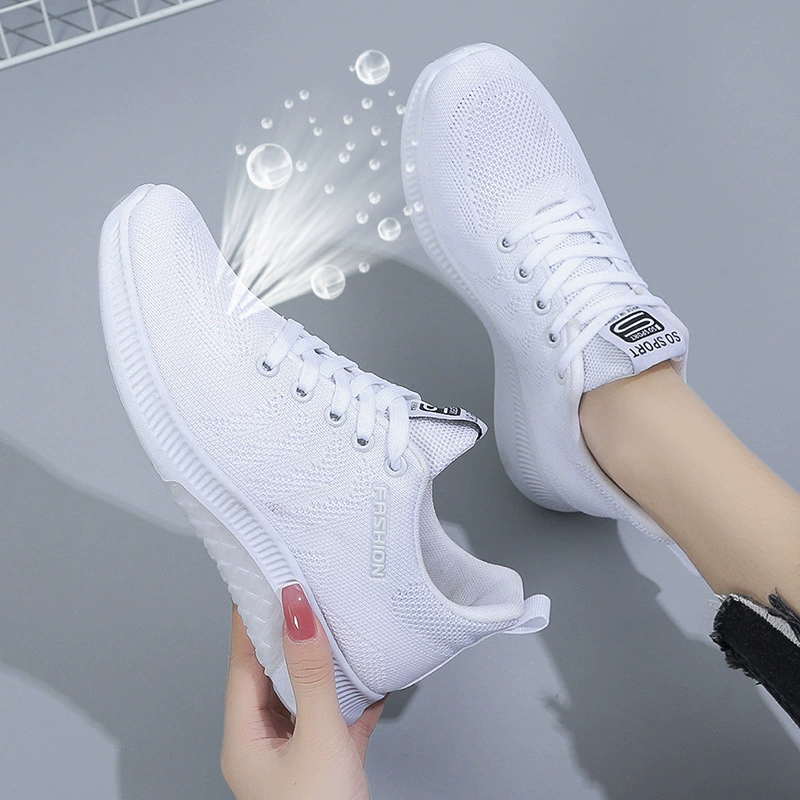 Женская тканая обувь 3D Flying, модные белые туфли, женская спортивная Однослойная обувь на шнуровке, повседневная обувь с низким верхом, женская обувь