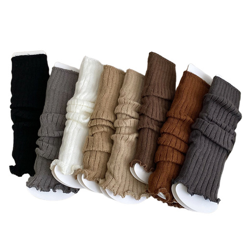 Spring and Autumn Meladie Dressing Socks Set Women's Pure Color Ruffled Knee High Socks Set Ins Japanese Style Long Tube Winter Leg Guards 