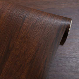 环保PP材质复古胡桃色科技木木纹贴纸自粘厨房桌面柜门家具贴膜