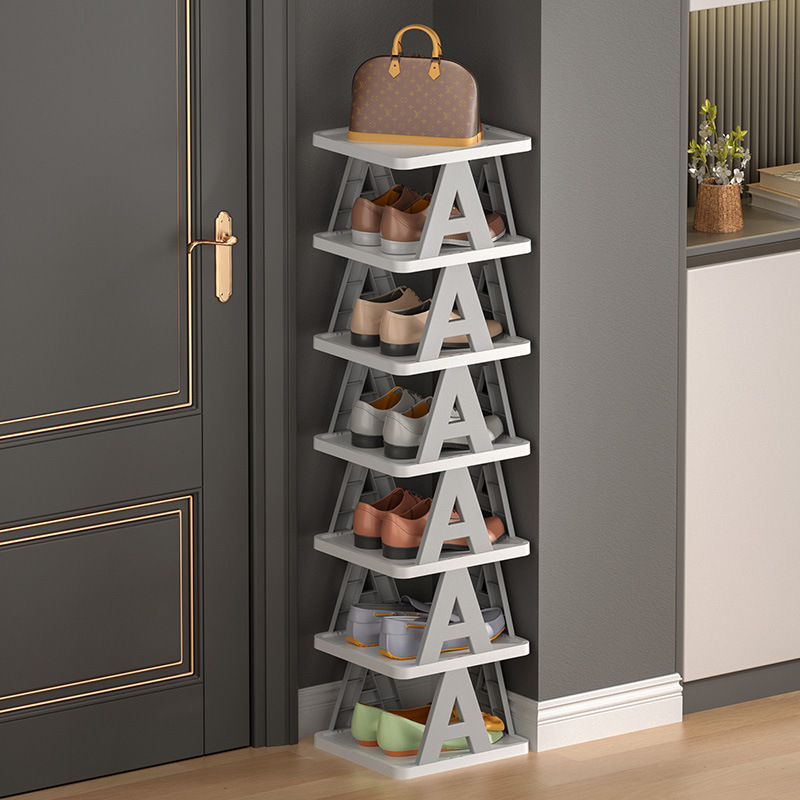 Zapatero simple multi-capa ahorro de espacio entrada del Hogar entrada pequeño zapato almacenamiento rack dormitorio plástico plegable zapato gabinete