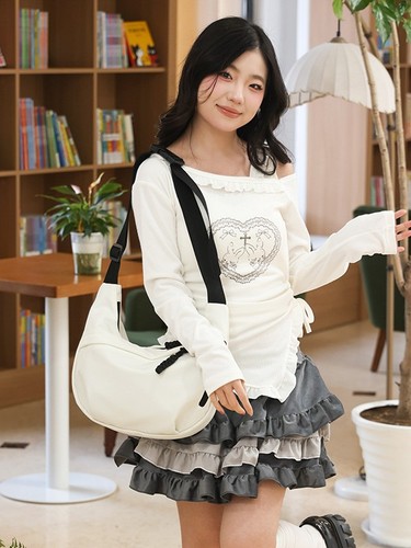 Autumn/Winter Fashion Commute Crossbody Bag, Versatile Nylon Fabric Shoulder Bag, Heart-Shaped Japanese Style Casual Dumpling Bag for Women