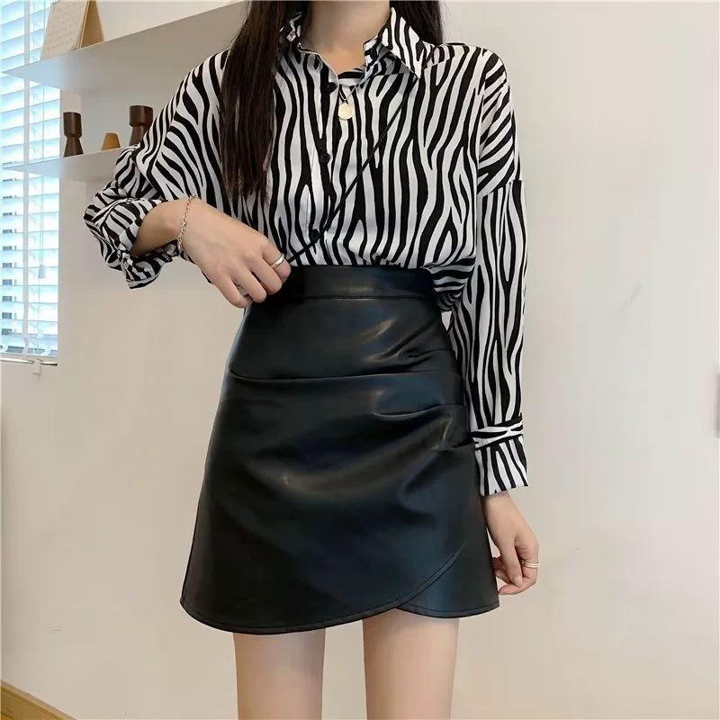 Black autumn skirt, mini-skirt, plus size, high waist
