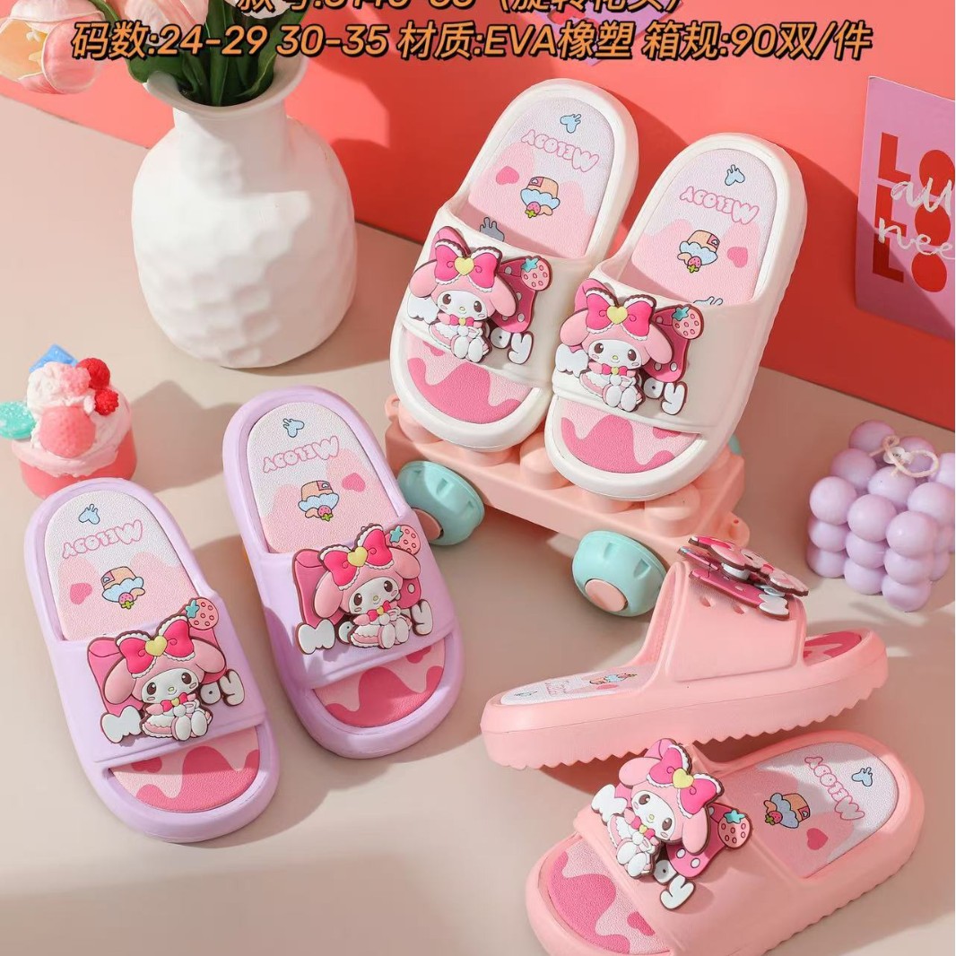 2025 Children's Summer New Eva Cartoon Rotating Girls Indoor and Outdoor Non-Slip Soft Sole Double Layer Beach Sandals and Slippers