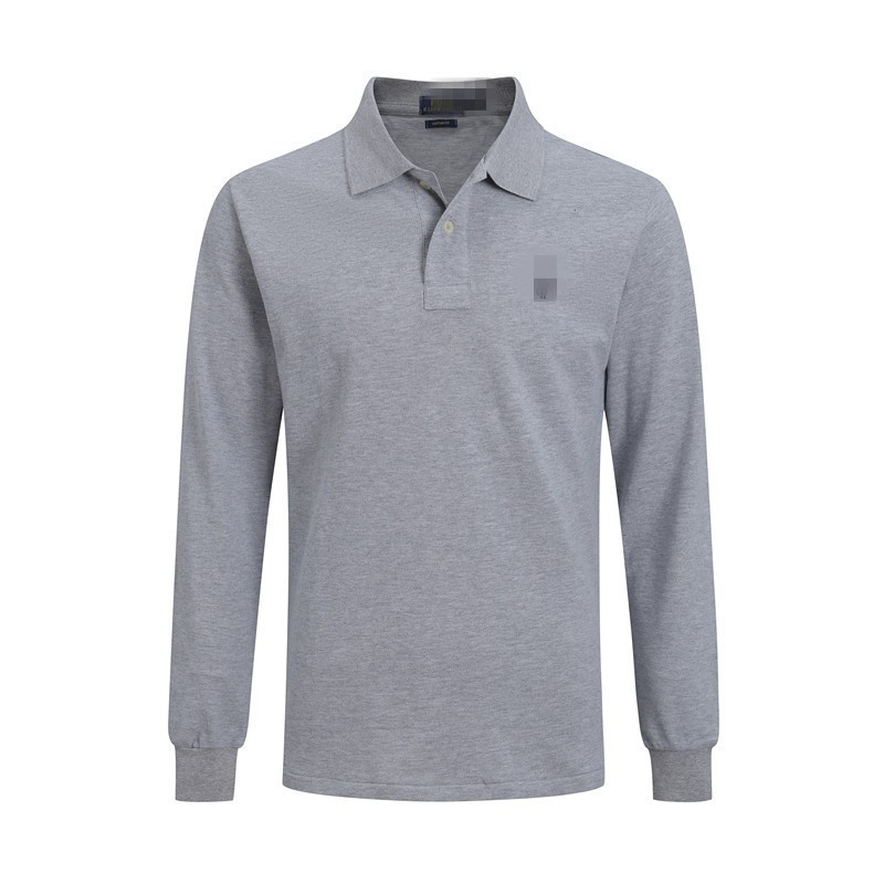 Paul Lapel High Quality Rl Pony Logo Men's Long-Sleeved Polo Shirt Pure Cotton T-Shirt Long-Sleeved Men's Casual Polo Shirt