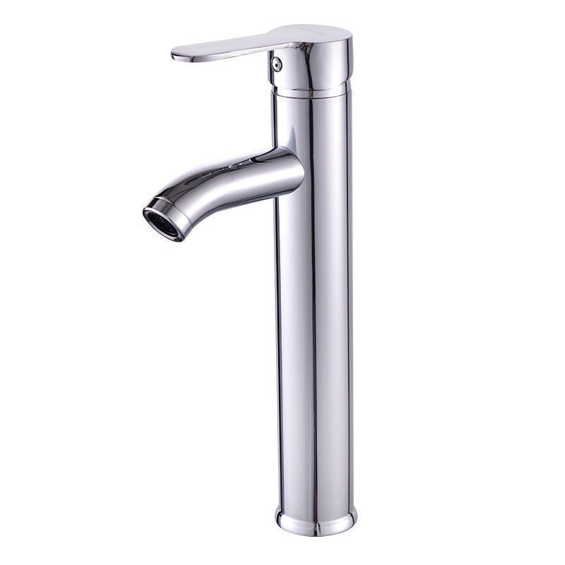Lavabo sobre encimera lavabo acero inoxidable grifo frío y caliente redondo nórdico simple baño grifo plateado