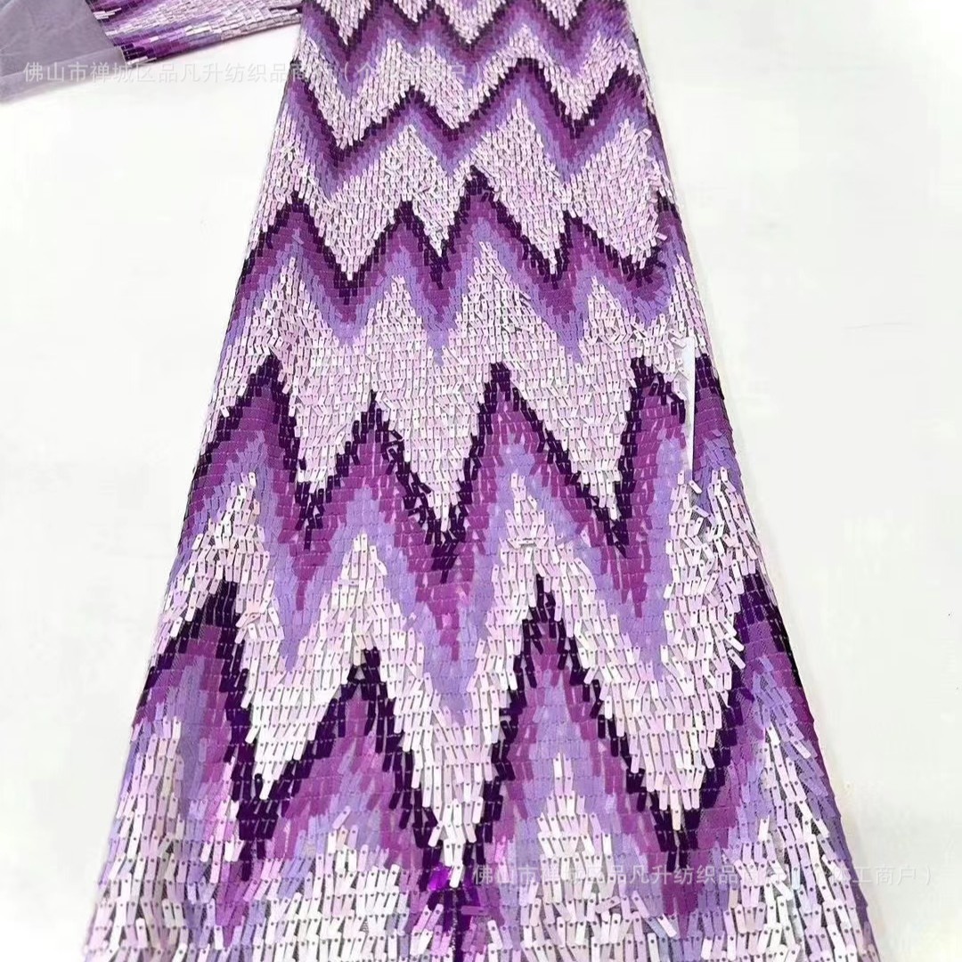 Sequinilla elástica red de alta fijación tela de vestido de moda onda multicolor tela sequinilla comercio exterior transfronterizo spot image 6