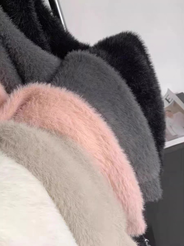 秋と冬の厚みのある膝丈のイミテーションミンクベルベットニットカーディガンコート無地多用途ルーズレイジースタイルコート|undefined