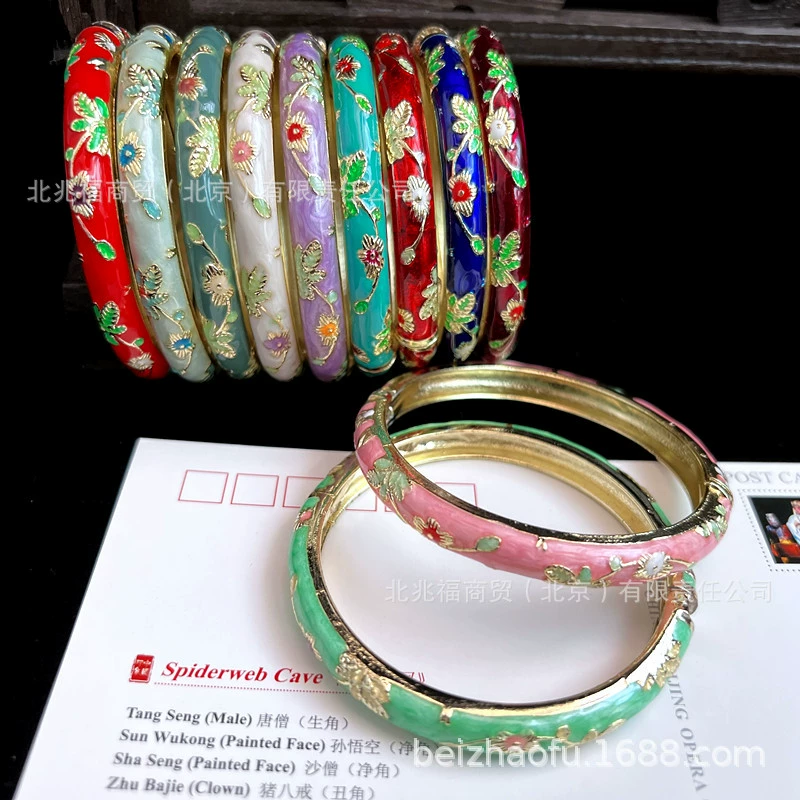 Браслет Cloisonné Flower (сплав), эмаль, этнический стиль, диаметр 6 см