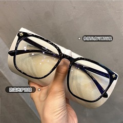 跨境潮流復古個性全框女防藍光近視眼鏡黑色大框小臉時尚平光鏡男