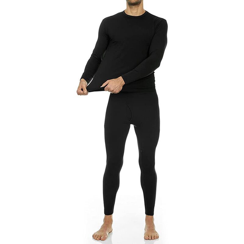 Cross-border Amazon Autumn Clothes and Pants Warm European and American Men's Underwear suit Spring and Autumn Solid Color Tight Base Underwear
