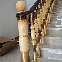 2024网红旋转楼梯铝合金天然玉石立柱阁楼围栏别墅室内栏杆扶手