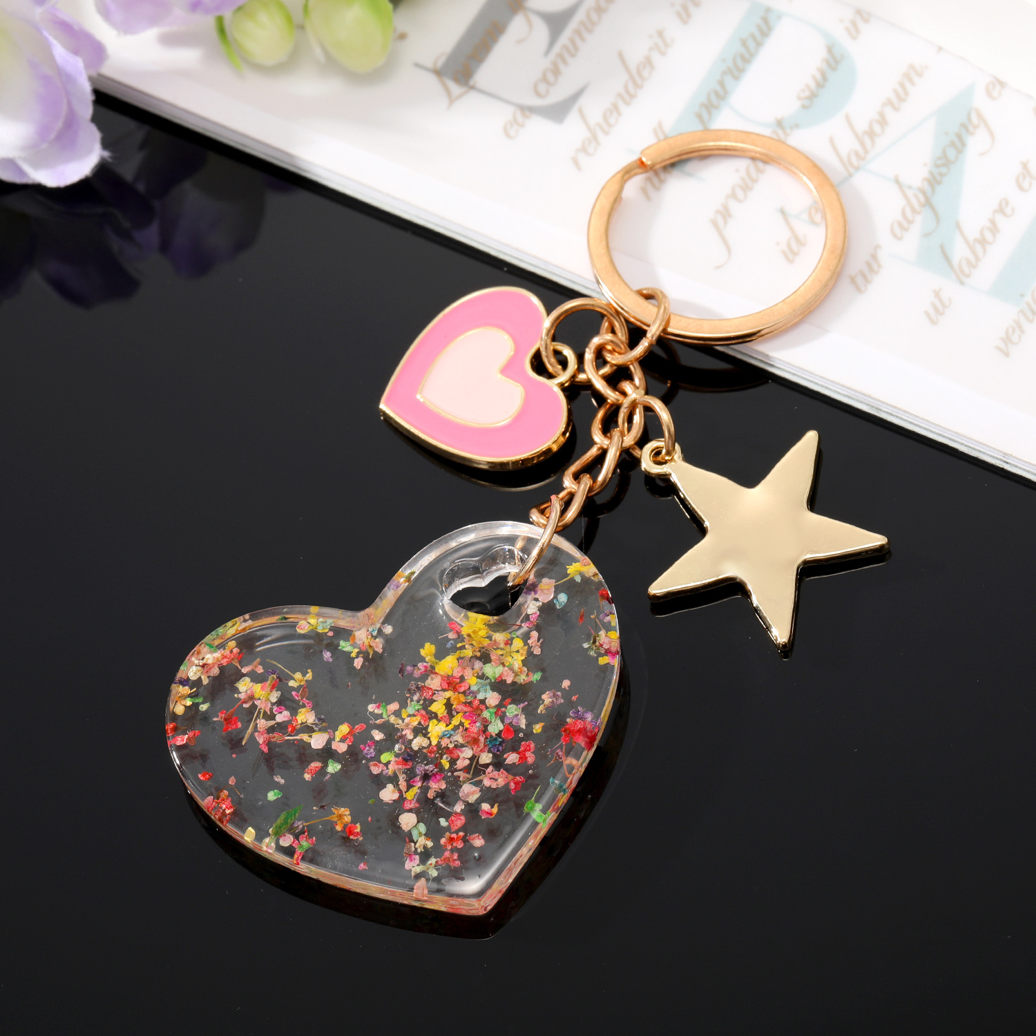 Fashion Star Heart Shape Arylic Epoxy Keychain 1 Piece display picture 3