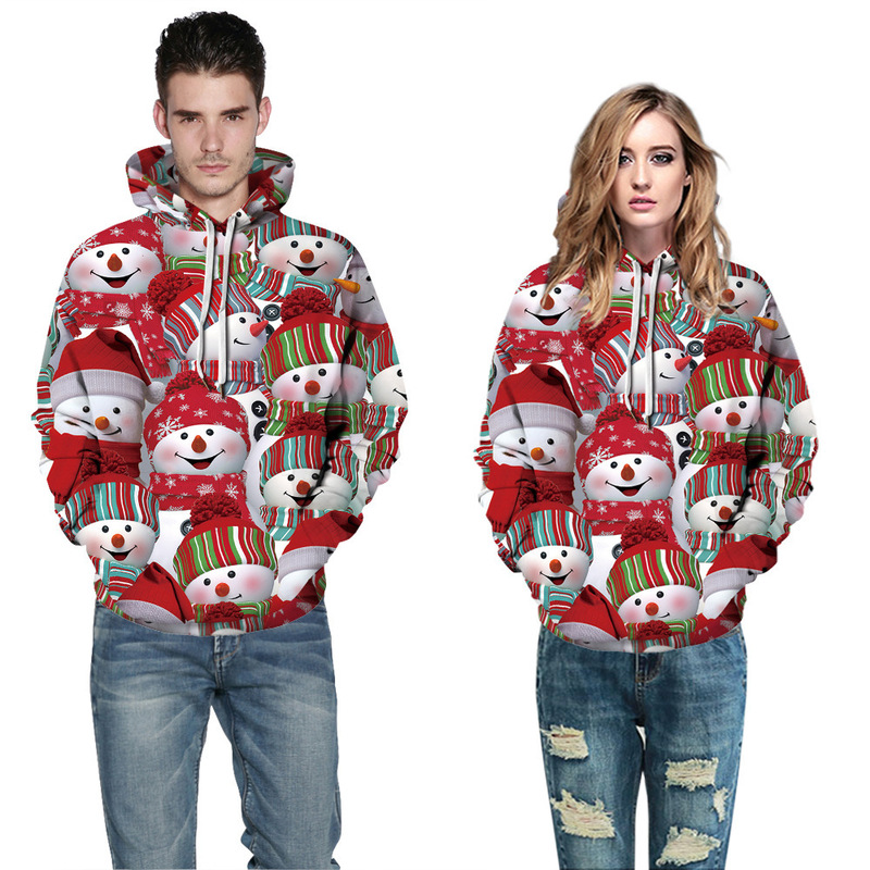 Cross-border New Panda Digital Printing Christmas Couples Autumn Baseball Clothing Fashion Street Fashion Brand Hooded Sweater