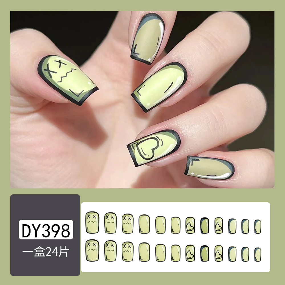 Desgaste de uñas falso transfronterizo de uñas de longitud media pieza de uñas desmontable pieza de uñas producto terminado uñas al por mayor