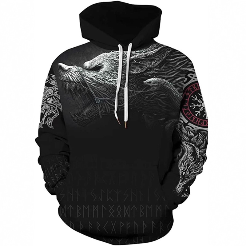 Spring and Autumn New Viking Myth 3D Digital Printing Hooded Sweater Long Sleeve Fashionable Brand Baseball Suit Couple Sweater
