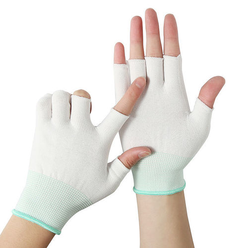 Thin-fingered two-finger picking tea fishing protective gloves half-finger packing sorting three-finger nylon sunscreen three fingers