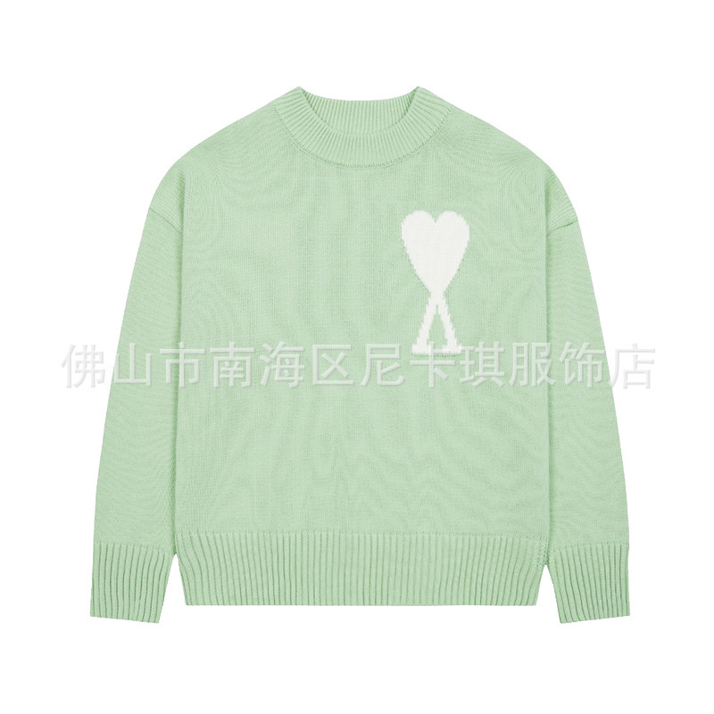 大注目！ ami セーター ラウンドネック ビッグラブ 25ss 新しいカップルルーズ長袖クロスボーダーウール女性のセーター|undefined