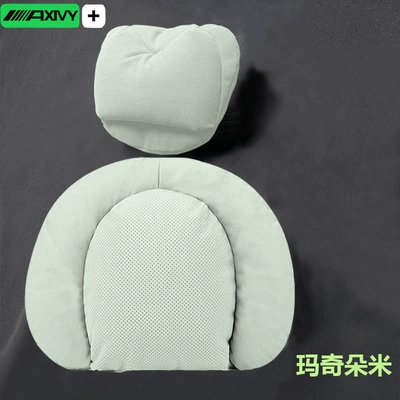 Neck Pillow, High-End Car Cushion — Waist support - 1-set-lumbar-support-double-pressure-relief-headrest-macchiato-breathable-holes