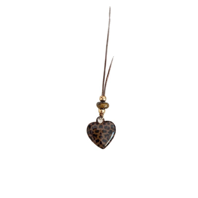 Maillard Leopard Star love collar colgante mujer retro dulce estilo fresco suéter cadena diseño de nicho accesorios de otoño e invierno