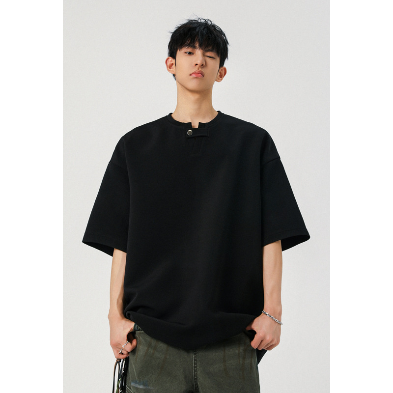 Hong Kong-style American High Street Brand Versatile Men's T-shirt, 2025 Summer New Model, Loose Fit, Trendy Solid_voghion.com