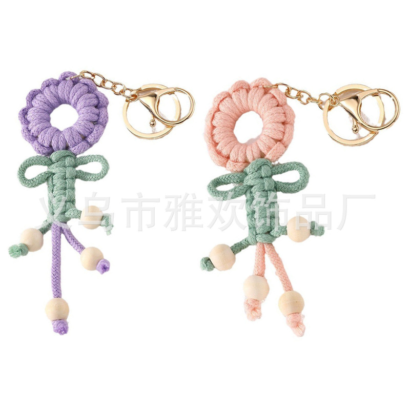 Amazon's New Cotton Rope Woven Humanoid Keychain Cross-Border Fashion Figure-Eight Woven Gourd Couple Bag Hanging Wholesale